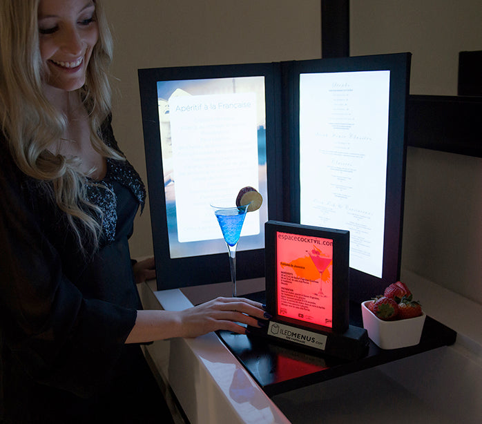 Backlit restaurant menu cover